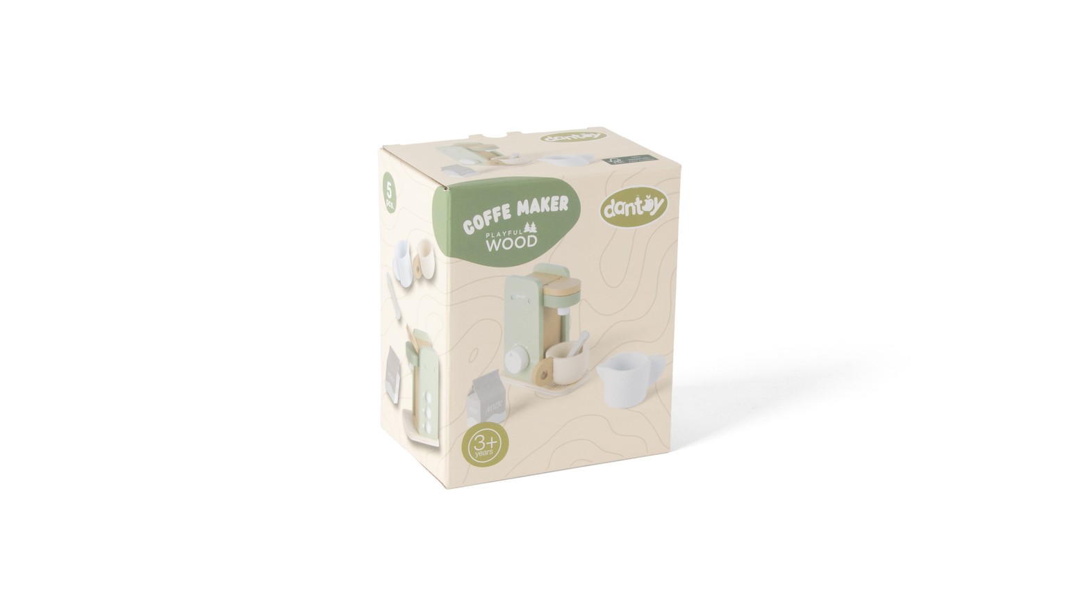 Kaffemaskine træ i gaveæske 5 dele